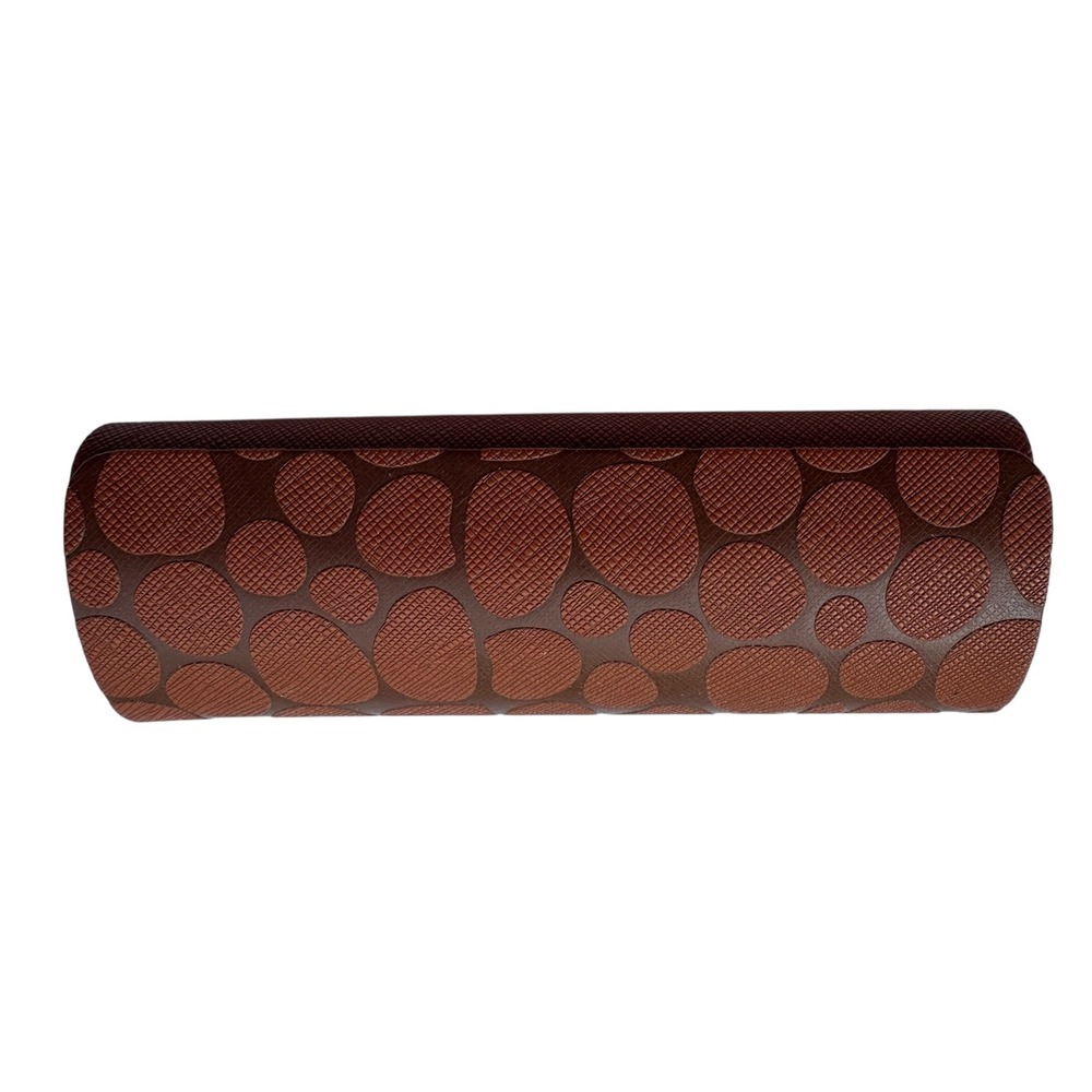 Unbranded Eyeglass Case Unisex Brown Pebble Pattern Saffiano Texture Hard Shell‎